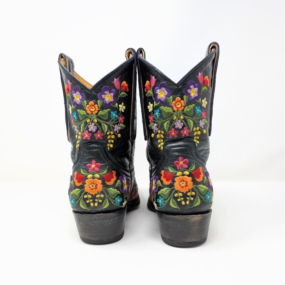 Old Gringo Sora Embroidered Floral Leather Western Cowboy Boots Black 5.5B - Picture 6 of 8